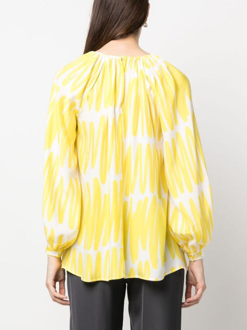 abstract-print silk blouse